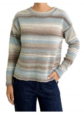 Maglione multicolor con righe girocollo
